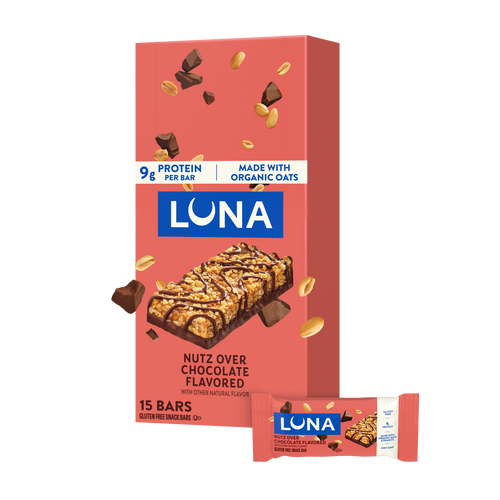 LUNA Bar Nutz Over Chocolate Flavor Gluten Free Snack Bars, Non-GMO Protein Bars